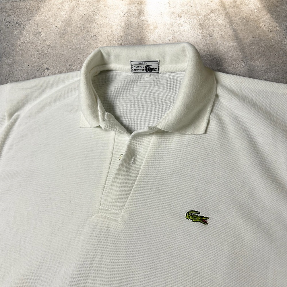 Vintage Chemise Lacoste White Pique Polo Shirt Size Large Retro 90s Biker Skater